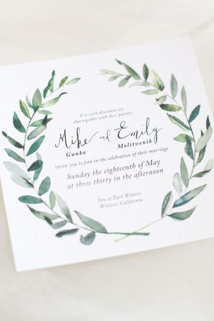 Invitations aquarelle feuillages