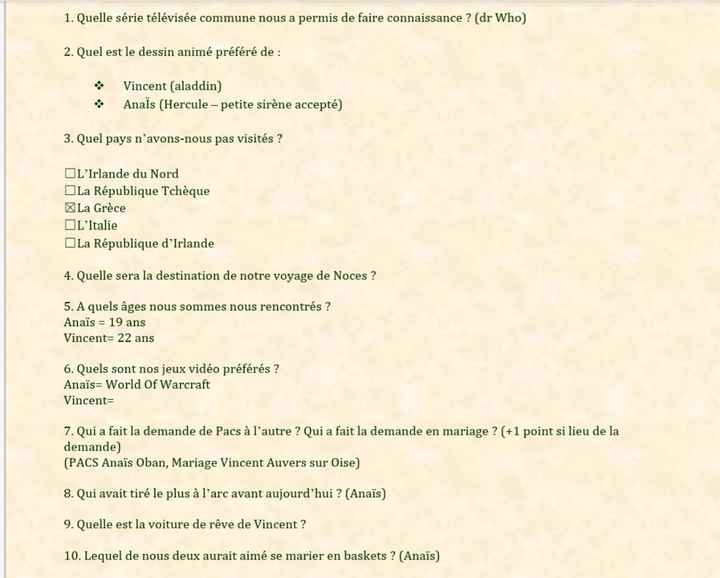 Jeu de quizz sur les mariées - 1