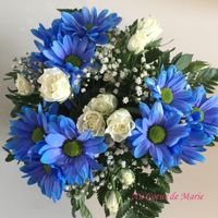 Bouquet fleurs bleues et blanches