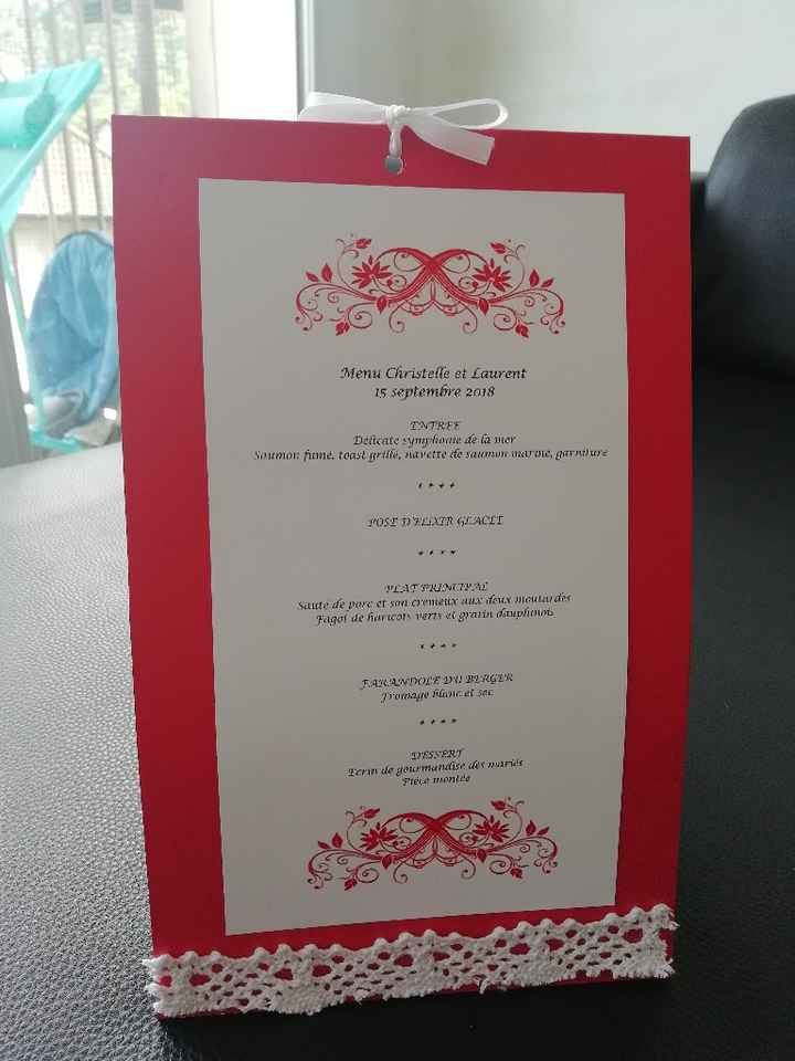 Mes menus pour le jour j - 1
