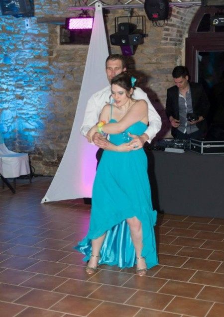 dancing bride and groom