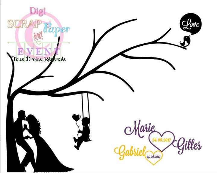 Arbre à empreintes mariage + baptême - 1