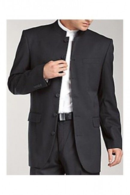 Projet de costume noir col mâo pour le marié 