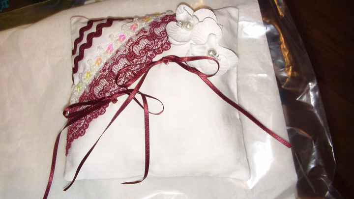 Coussin alliances DIY par une collègue