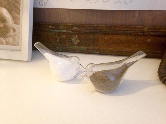 saliere et poivrière en verre forme oiseau 