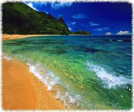 plage de sable fin et eau turquoise