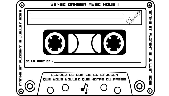Carte cassette pour les demandes de musiques au DJ