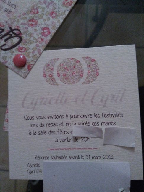 Faire part définitifs mariage thème champêtre chic en liberty 4
