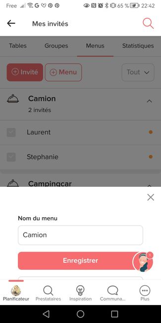 Question sur la confirmation du Menu 1