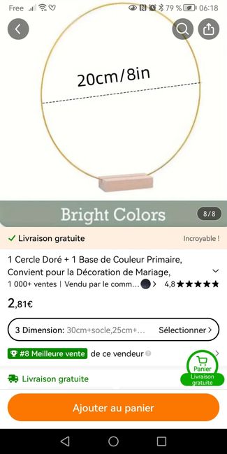 Cercle doré pour plan de table 2