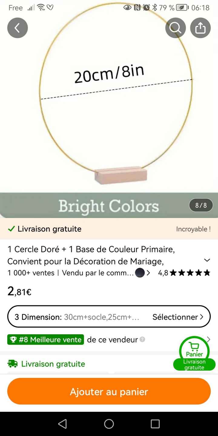 Cercle doré pour plan de table - 1