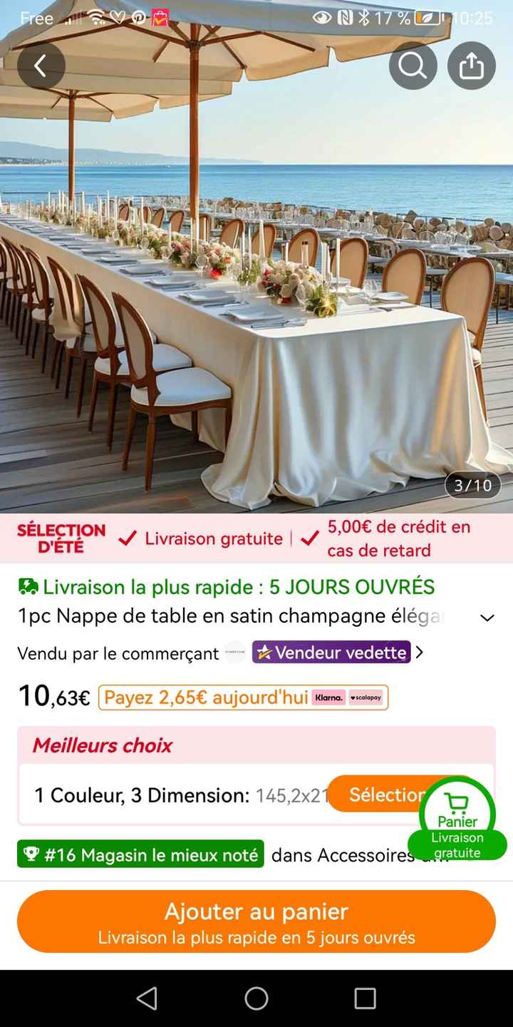 recherche de nappes couleur champagne - 1