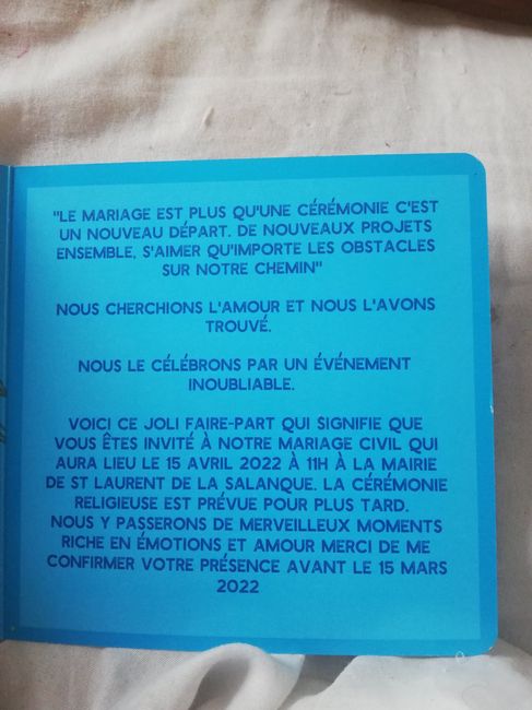 Le petit texte pour les invités 