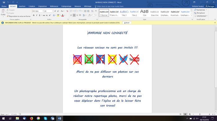 mariage déconnecté