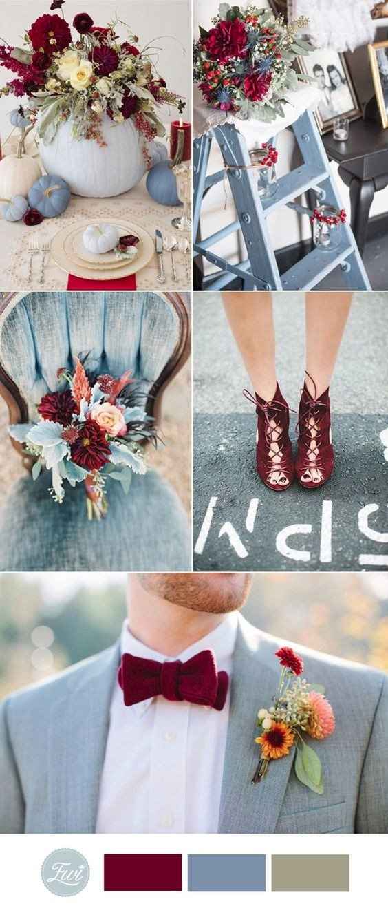 Inspiration bleu gris clair et bordeaux