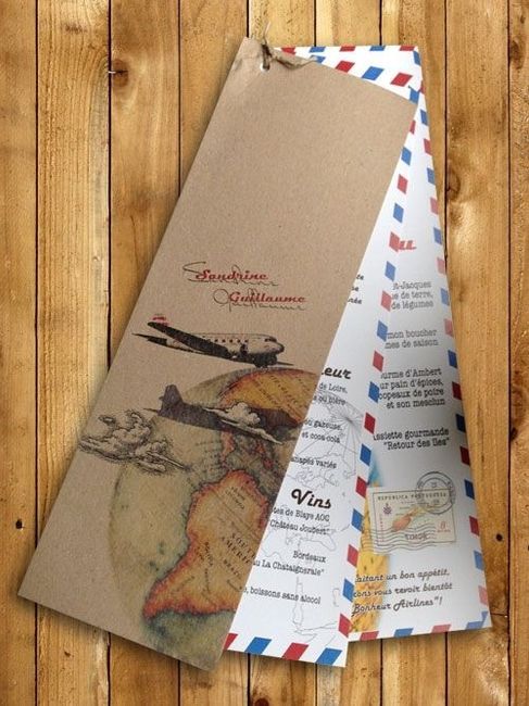 carte de menu thème voyage