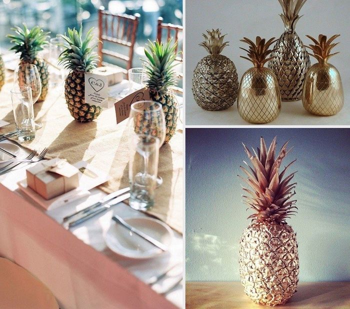 décoration de table ananas métallisé 