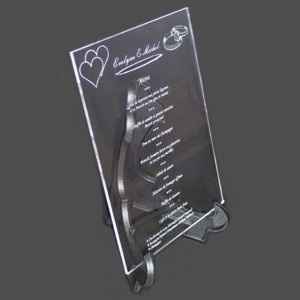 idée de menu en plexiglas 