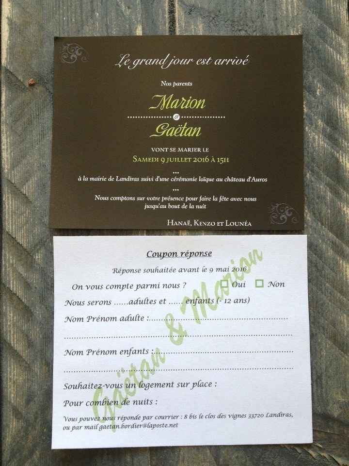 Faire part et coupon reponse