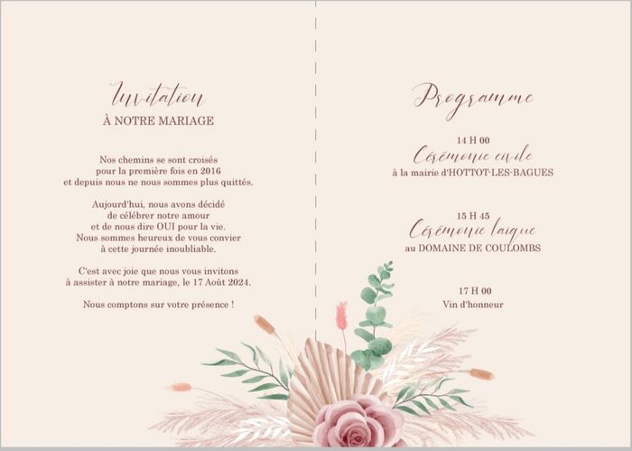 Invitation vin d'honneur et repas 1