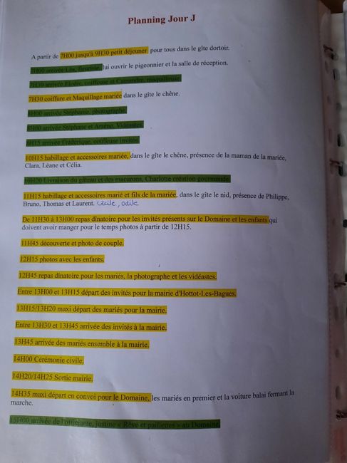 Programme du Jour j - 1