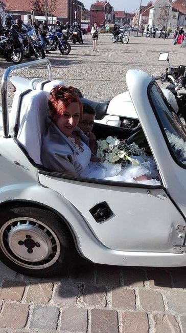 dans le side car avec notre fils
