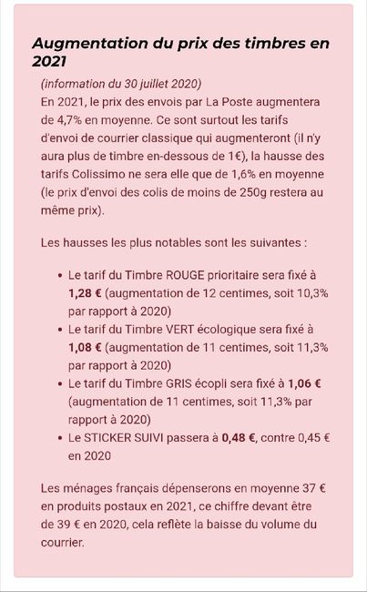 Infi : augmentation tarif poste - 1