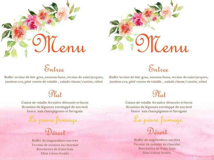 menu repas de mariage - 1