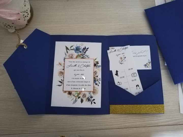Faire part mariage fait main / Blue navy and Gold - 3