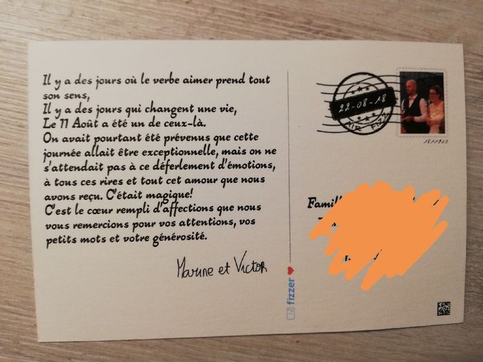 3 semaines après notre grand jour ! Réception des cartes de remerciement. - 2