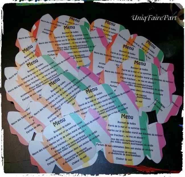 Menu pour les tables