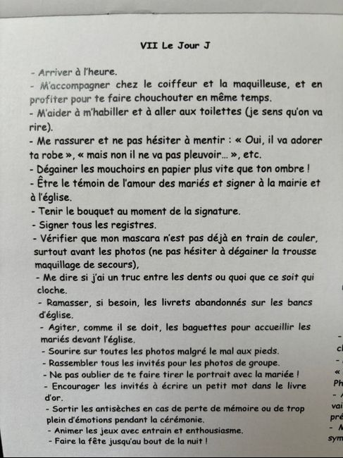 Tâches témoins jour j - 3