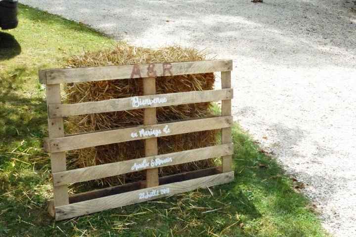 Palette de Bienvenue à l'entrée du terrain du vin d'honneur