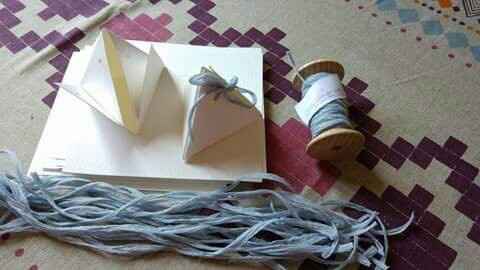 Ficelle de soie Dusty Blue pour cornets de dragées et coussin des alliances