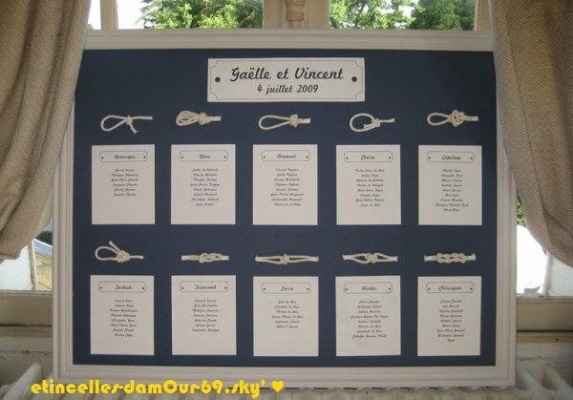 Mariage theme Marin plan de table 