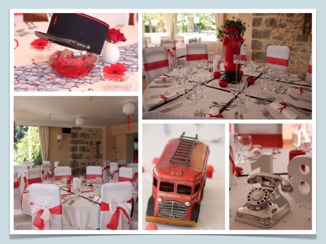 Photo mariage pompier deco de table