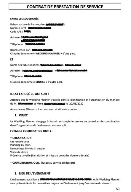 Wedding planner - contrat - 2