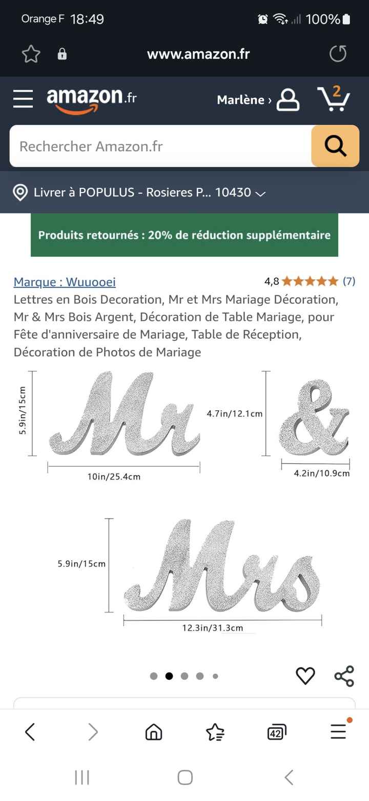 Lettres en bois Monsieur et Madame - 1