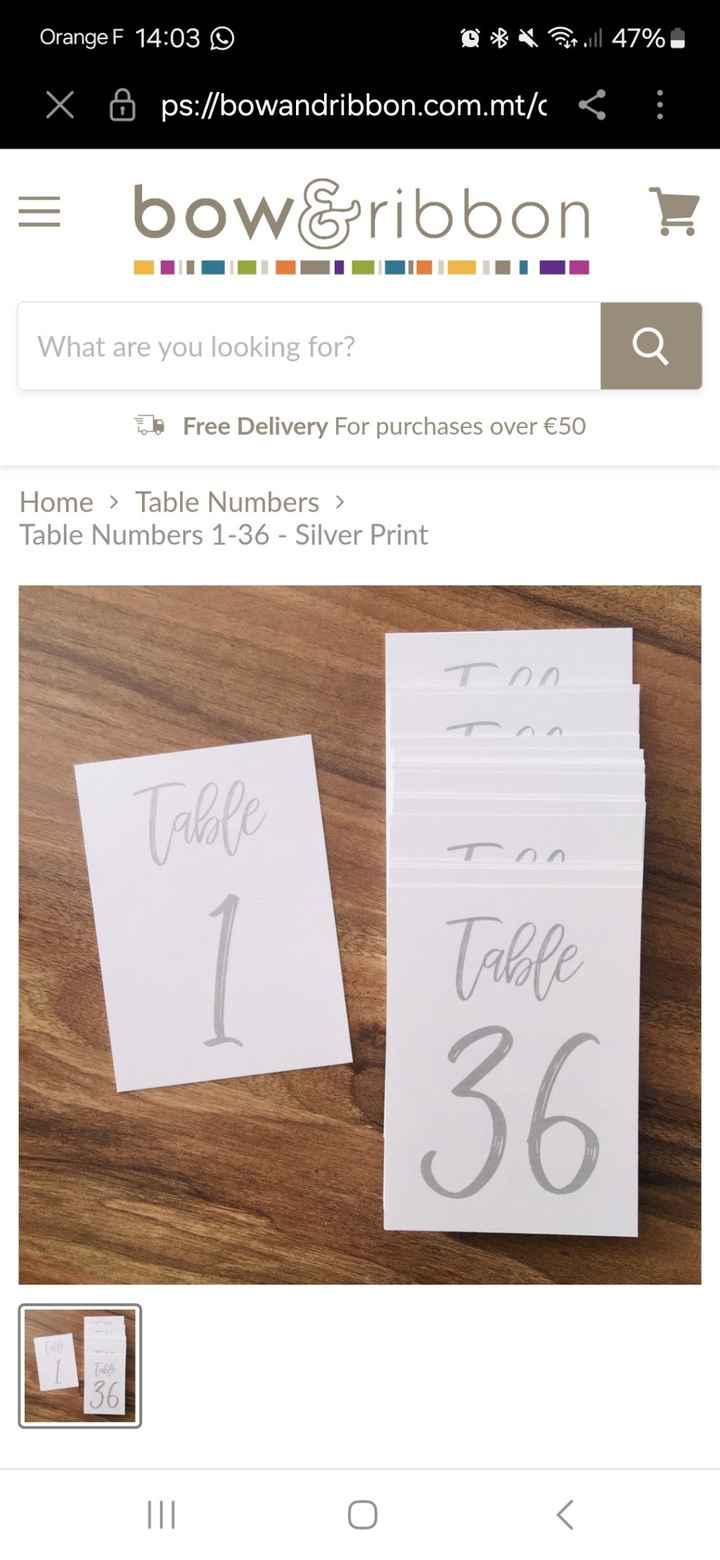 Carte numero table - 2