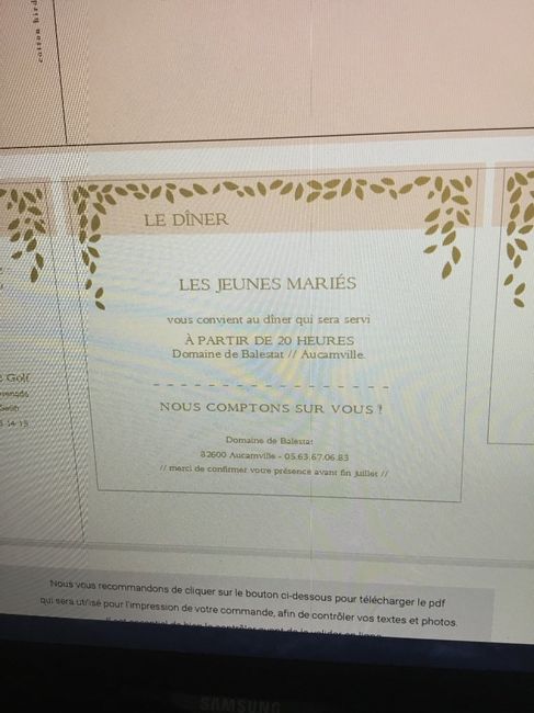 Carte dîner soir 
