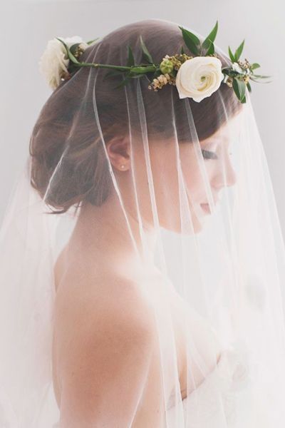 voile couronne de fleurs