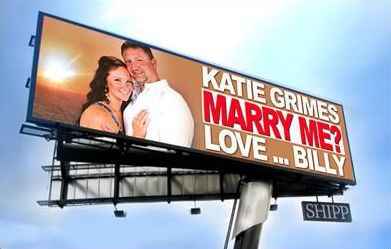 demande en mariage pancarte publicitaire