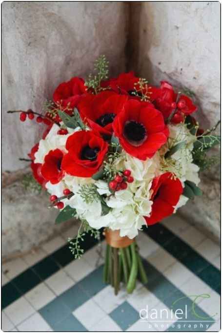 bouquet  de mariage coquelicots