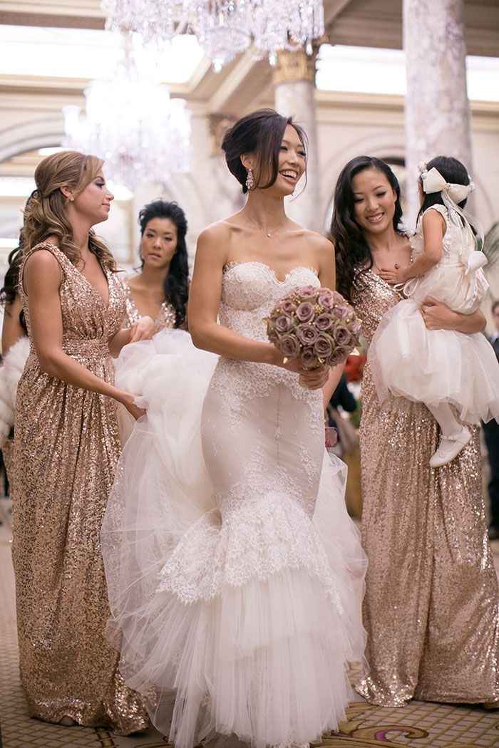  robes de demoiselles d'honneur à paillettes