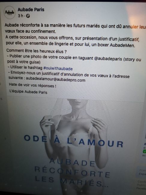 Offre lingerie aubade mariage annulé covid - 1