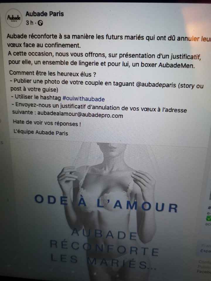 Offre lingerie aubade mariage annulé covid - 1