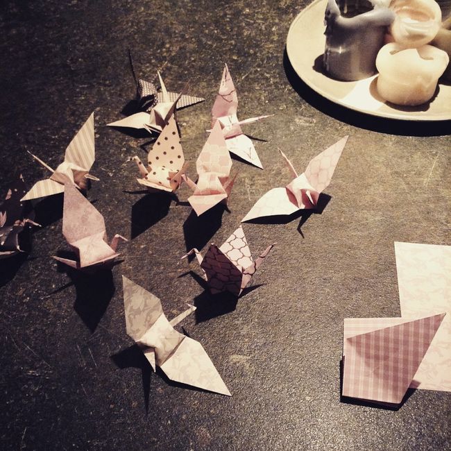 Grues en Origami. 