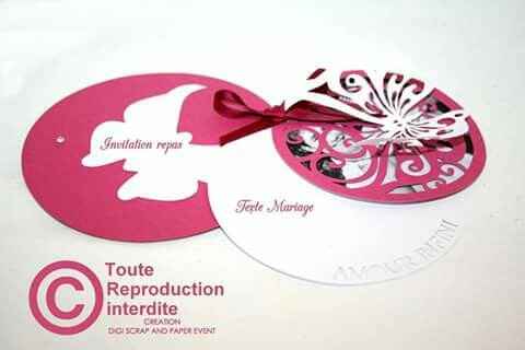 Faire part thème fuchsia blanc papillon - 1