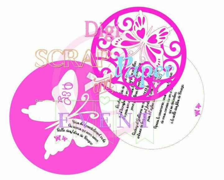 Faire part thème fuchsia blanc papillon - 1