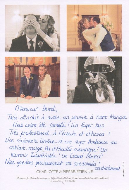 Carte remerciements 